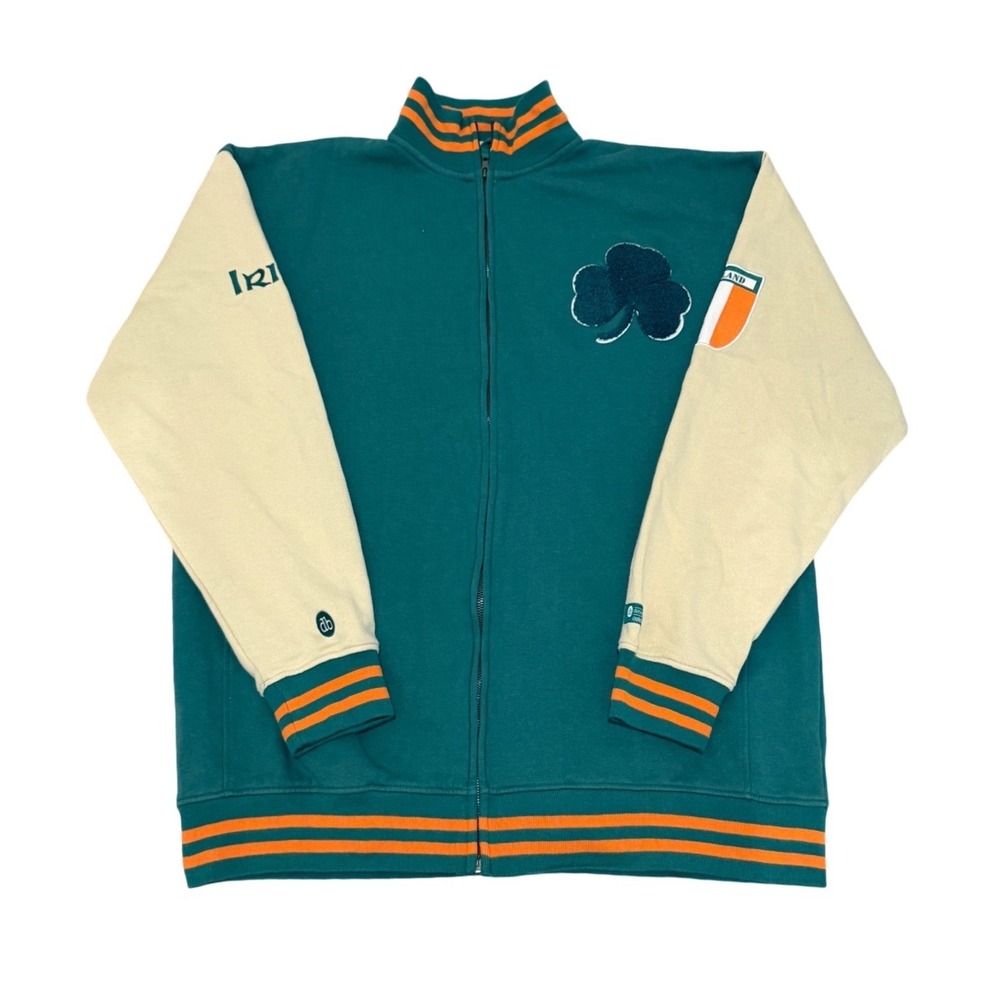 Donegal Bay Ireland Emerald Isle Track Jacket Green Varsity Full Zip XXL